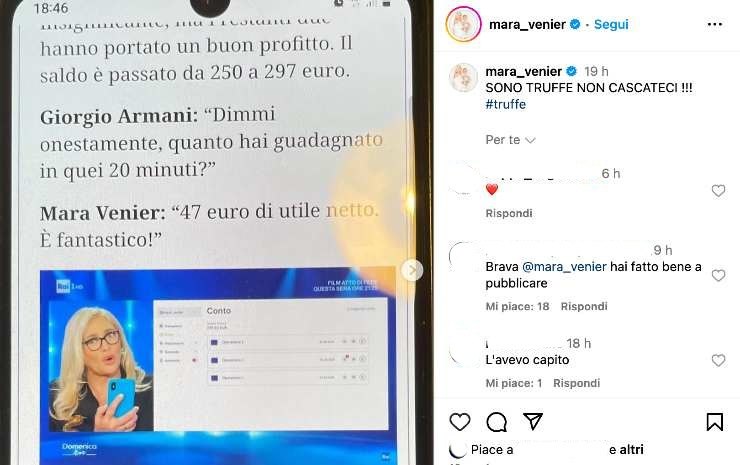 Mara Venier denuncia truffa